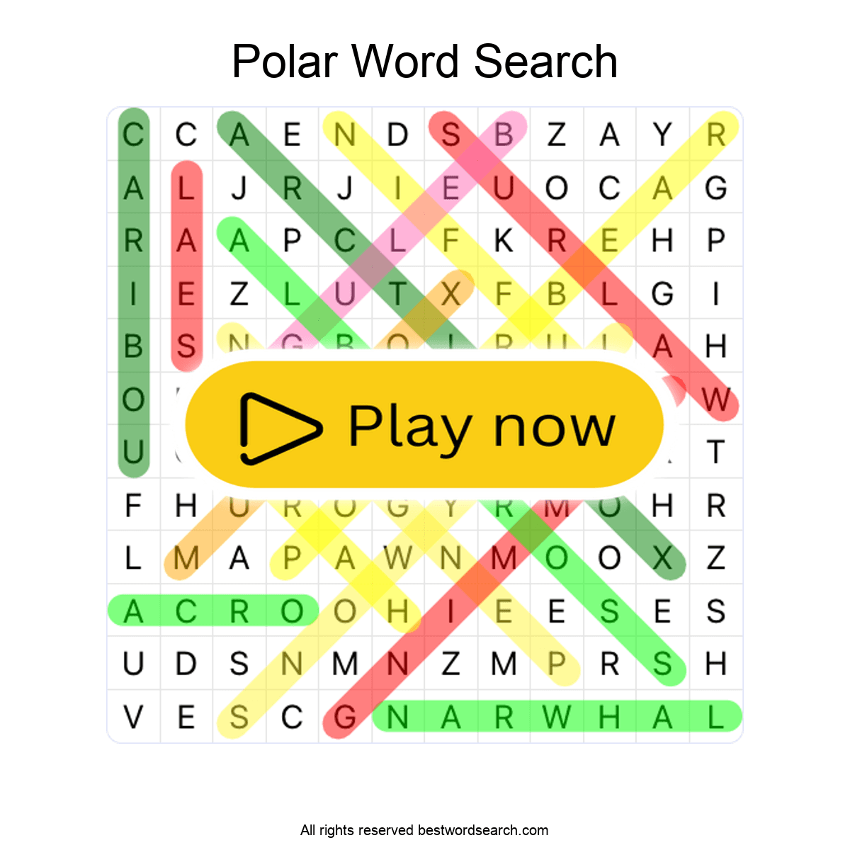 POLAR ANIMALS (ANIMALS) Word Search Puzzle