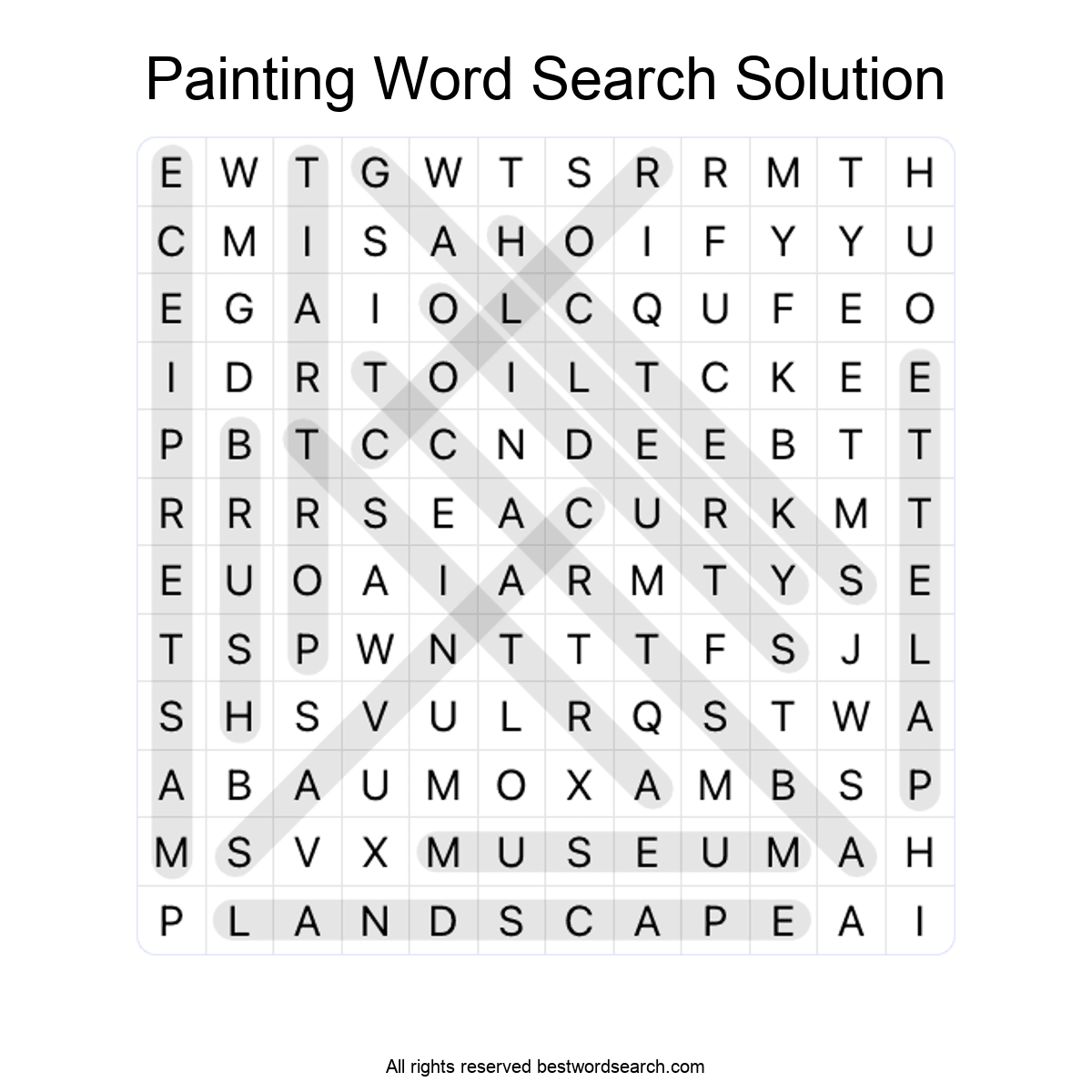 Arts and Culture word search puzzles