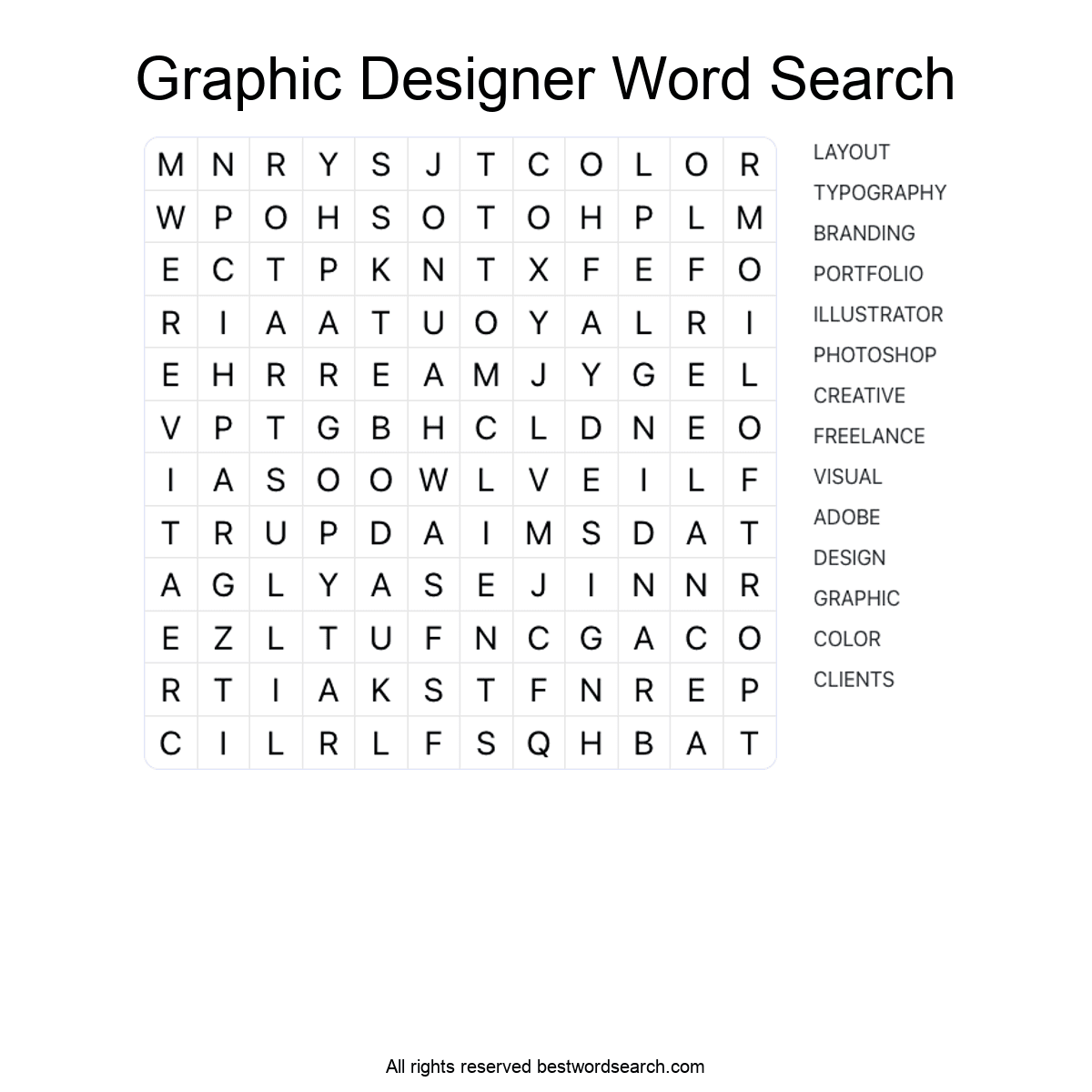 GRAPHIC DESIGNER (CAREERS) Word Search Puzzle