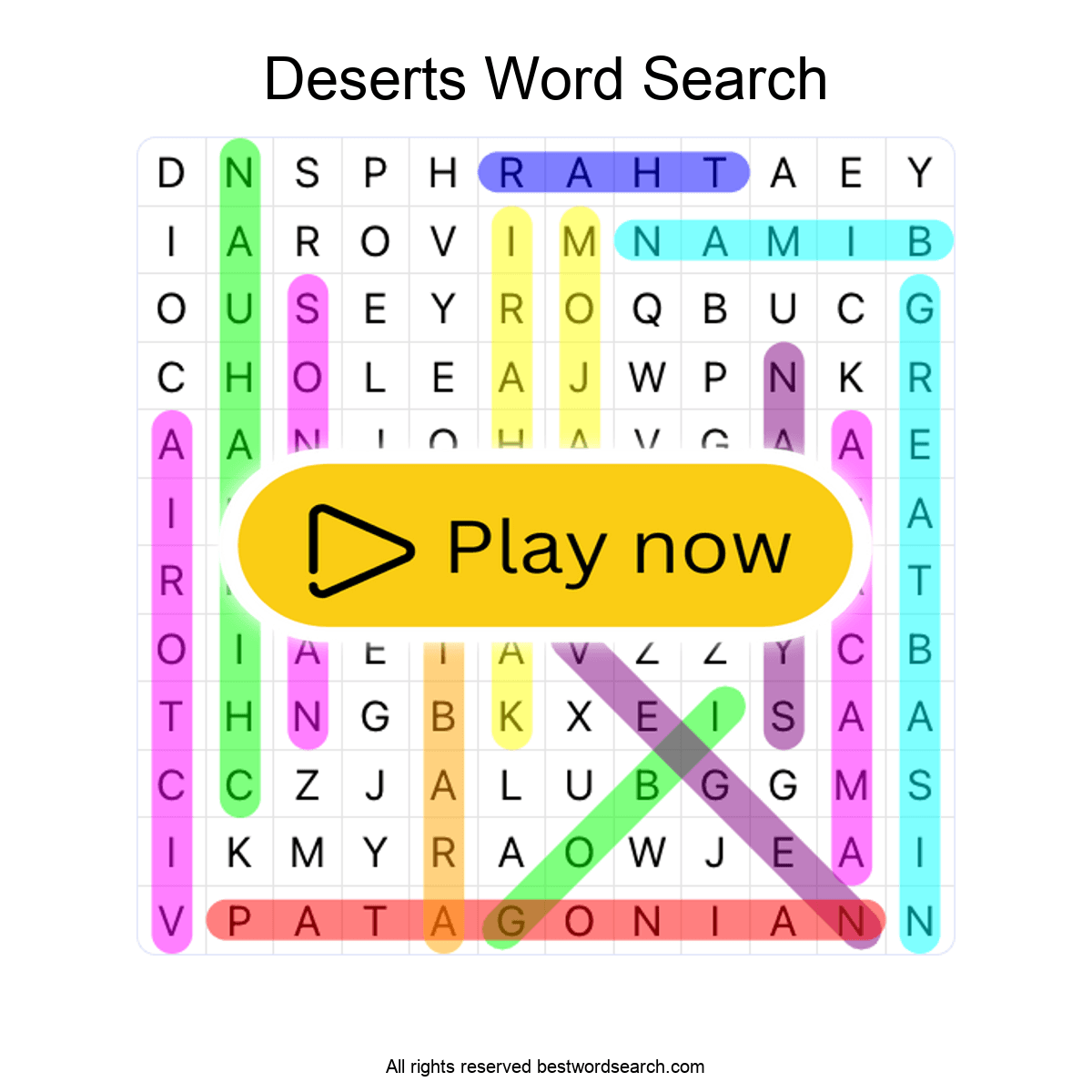 DESERTS (GEOGRAPHY) Word Search Puzzle