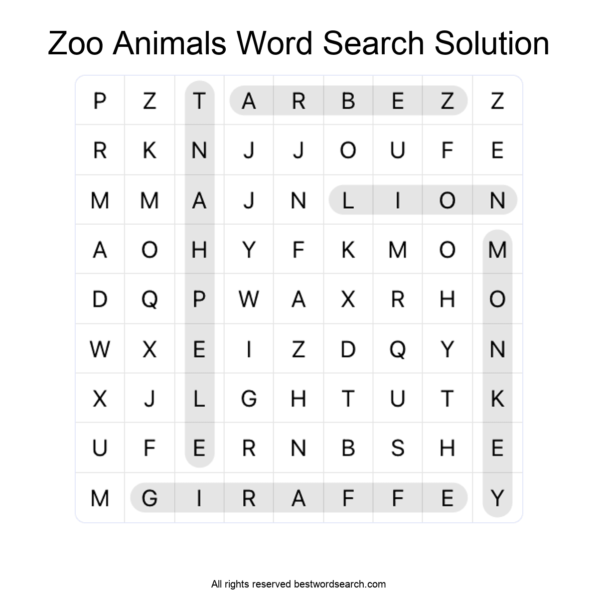 Kids word search puzzles