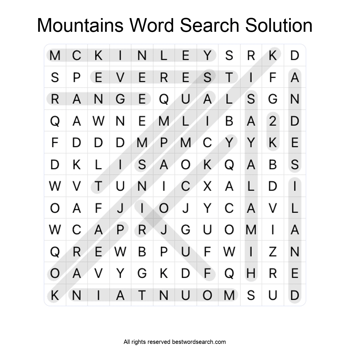 Nature word search puzzles