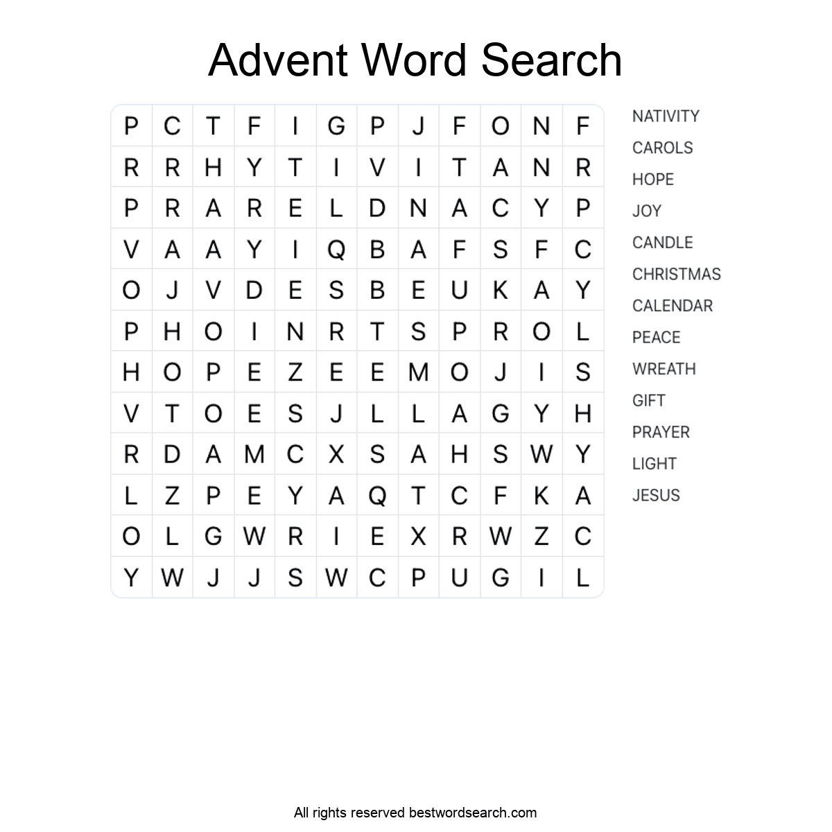 ADVENT (SEASONAL AND HOLIDAYS) Word Search Puzzle