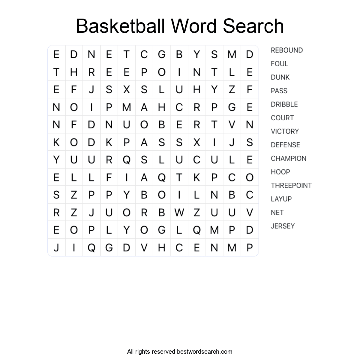 BASKETBALL (SPORTS) Word Search Puzzle