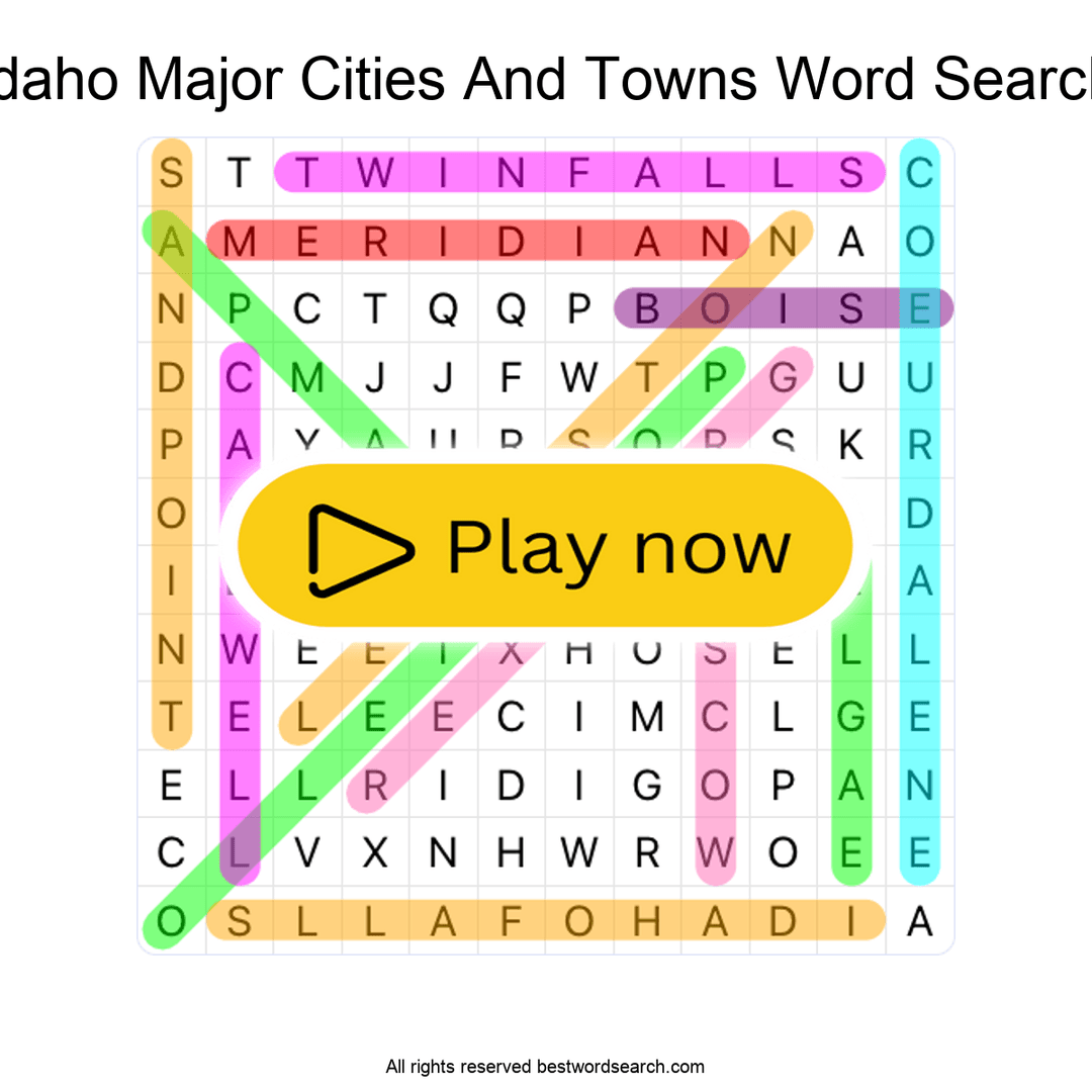 Idaho Major Cities and Towns puzzle