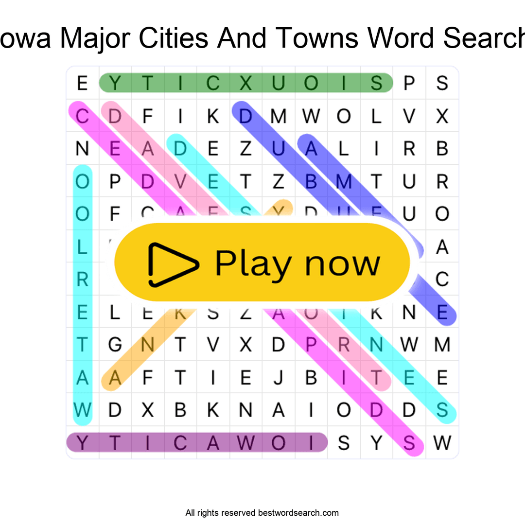 Iowa Major Cities and Towns puzzle