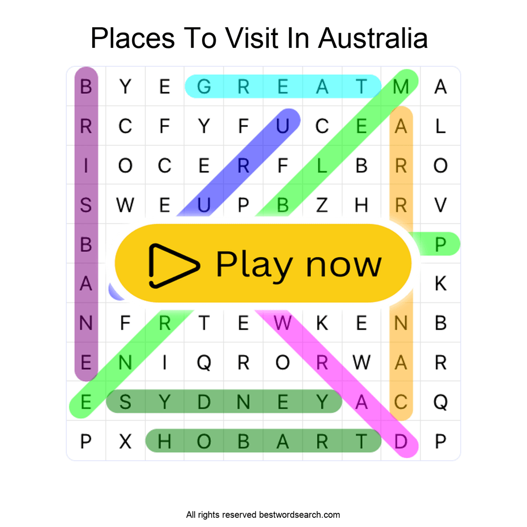 Places to Visit in Australia puzzle