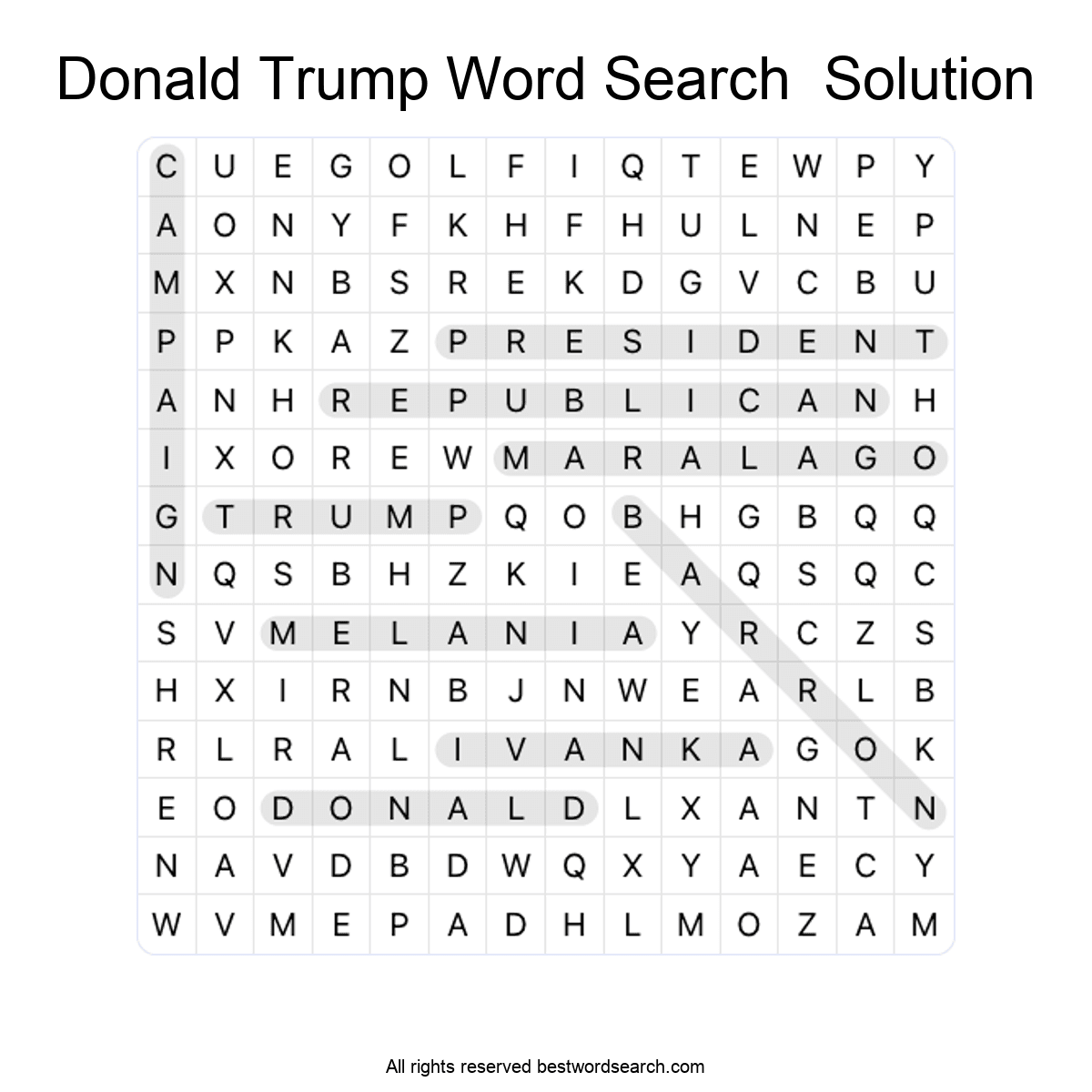 Politics word search puzzles