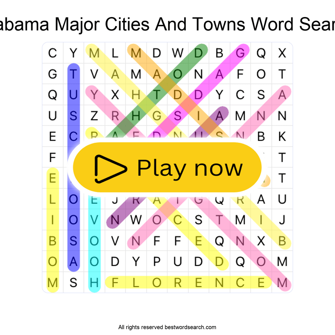 Alabama Major Cities and Towns puzzle
