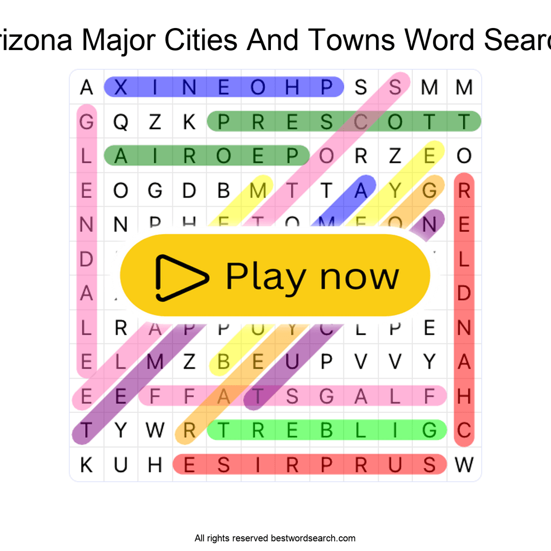 Arizona Major Cities and Towns puzzle