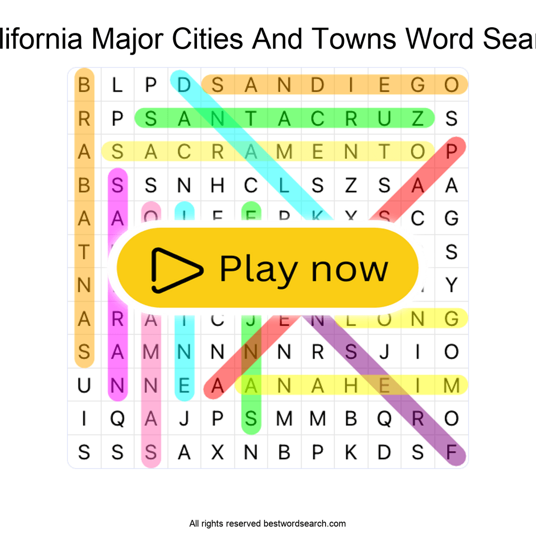 California Major Cities and Towns puzzle