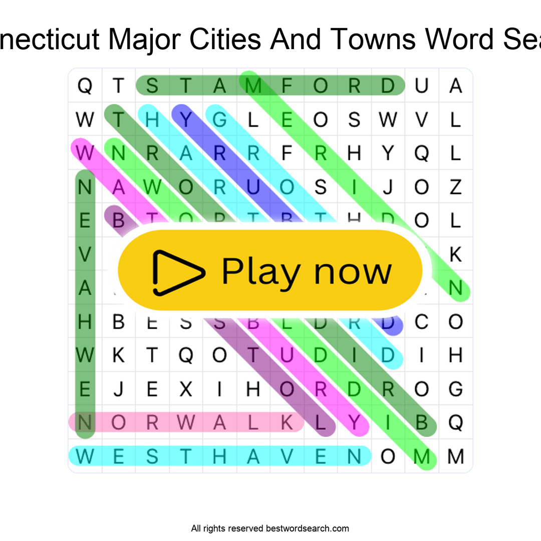 Connecticut Major Cities and Towns puzzle