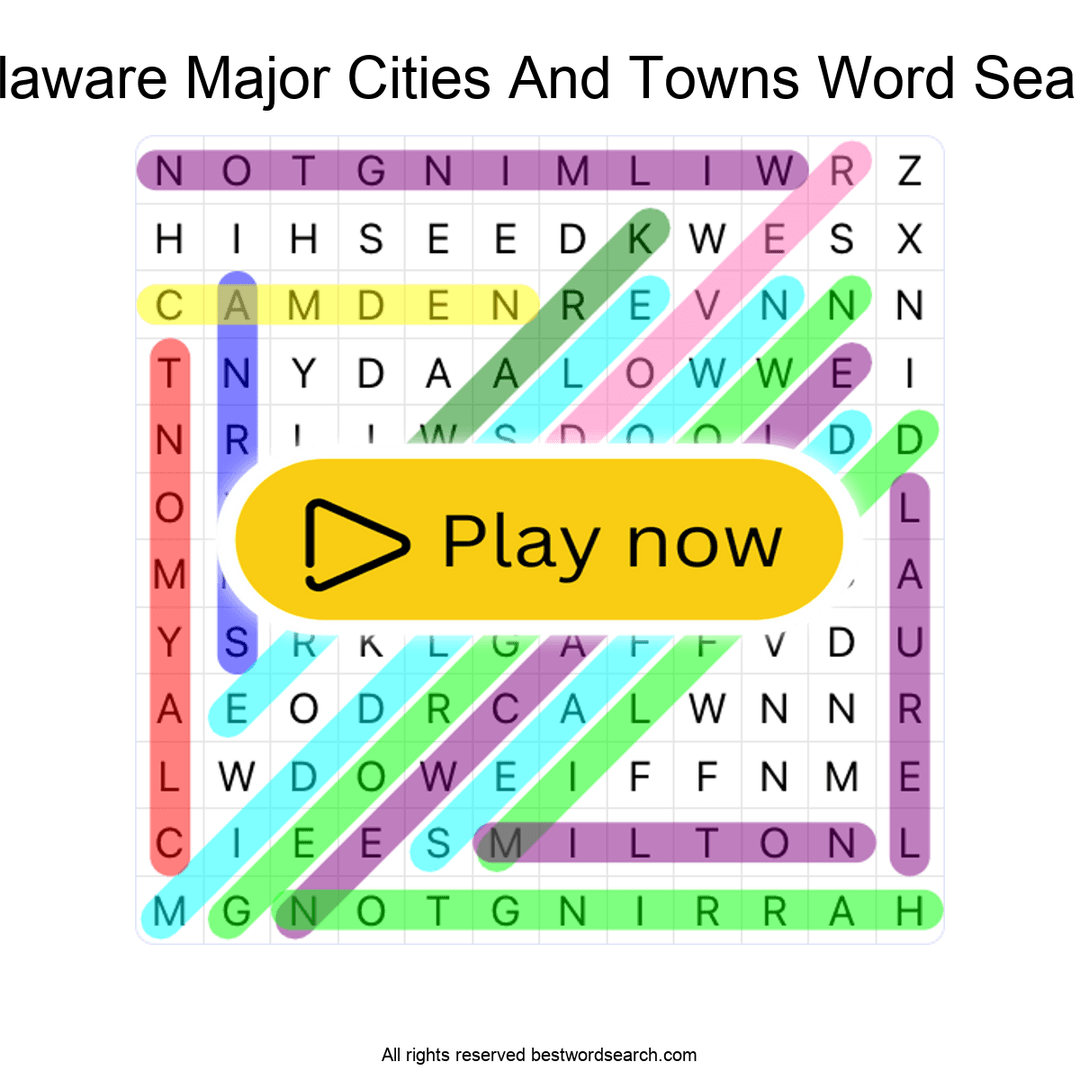Delaware Major Cities and Towns puzzle