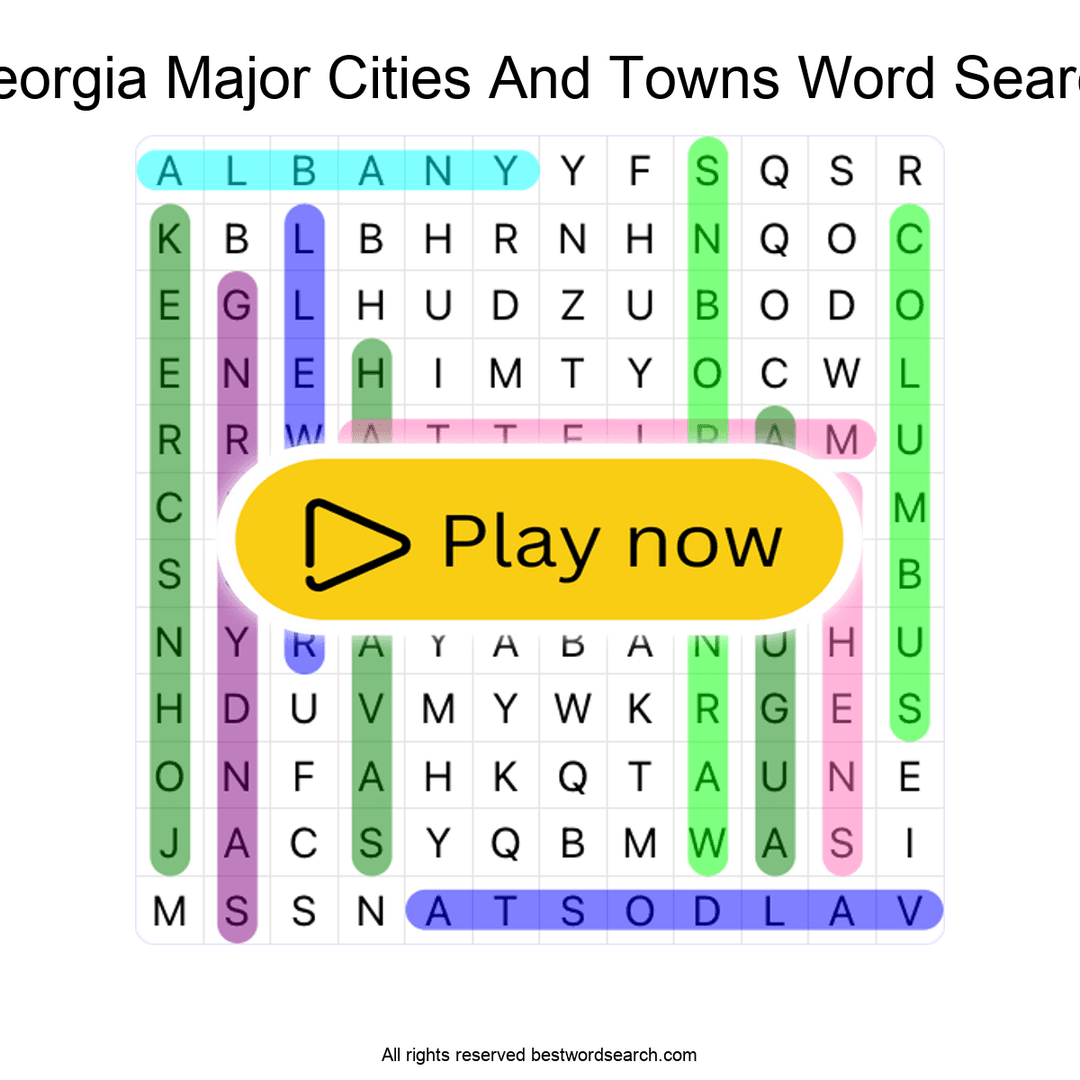 Georgia Major Cities and Towns puzzle