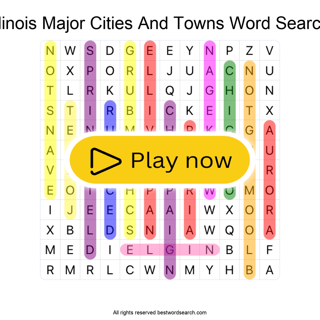 Illinois Major Cities and Towns puzzle